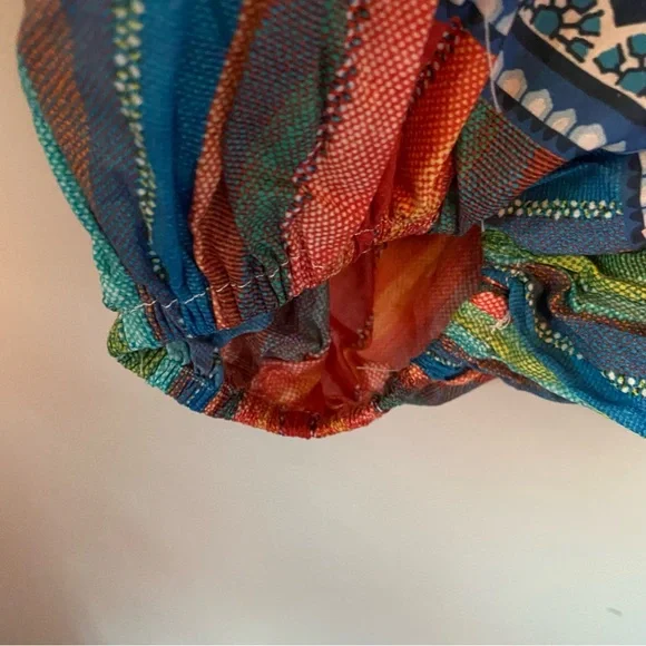 FARM RIO BLUE PALMS BALLOON SLEEVE DRESS SIZE MEDIUM NEW with TAGS - Picture 8 of 16